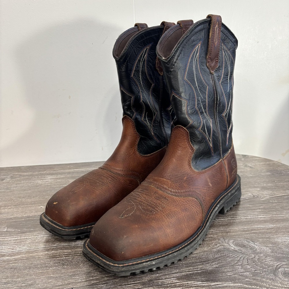 Ariat Work Boots 10.5 D Brown Waterproof Western Pull On composite safety toe